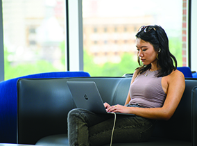 Student using laptop